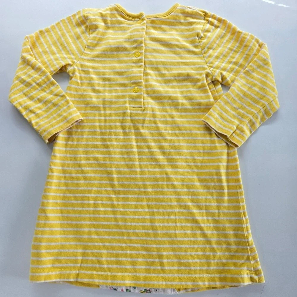 Baby‎ Boden Girls Yellow Striped Bunny Appliqué Dress - Cotton